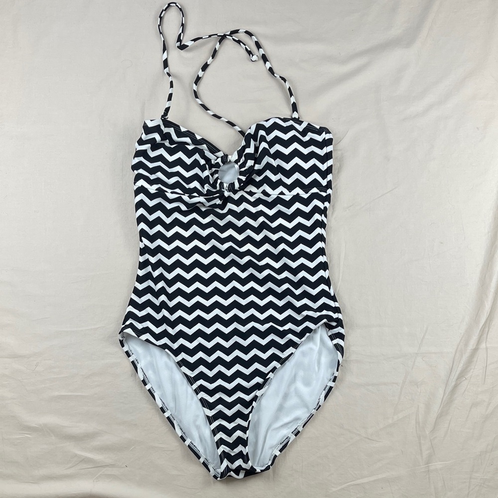 Old Navy Black and White Chevron One-Piece Swimsuit for Kids
